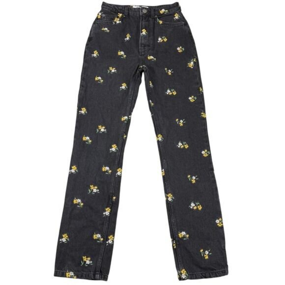 Reformation Stevie Ultra High Rise Jean In Floral Monterey Embroidery Size 24 - Picture 2 of 6